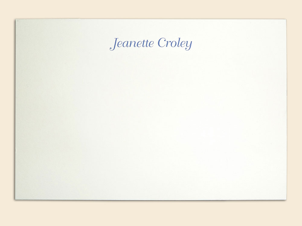 Standard one-line engraved correspondence card