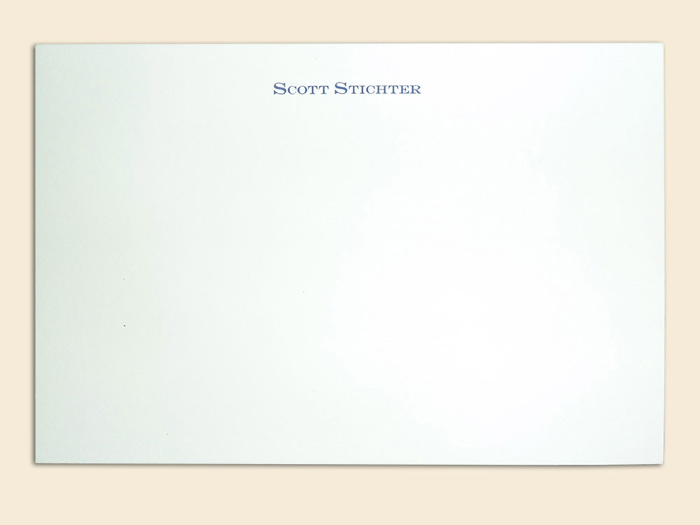 Standard one-line engraved correspondence card